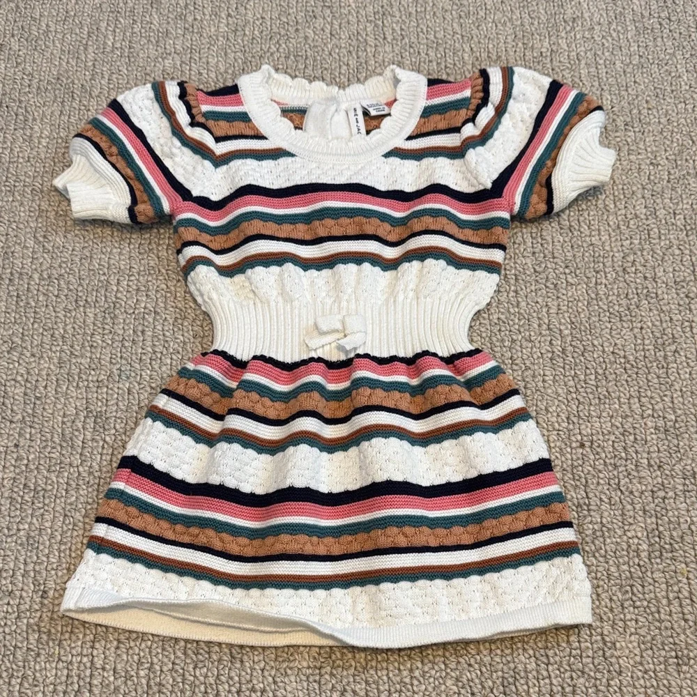 Janie and Jack Striped Puff Sleeve Sweater Dress - Picture 3 of 4